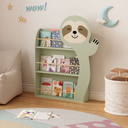 Sloth Bookshelf for Kids — 3-Tier Front-Facing Book Display