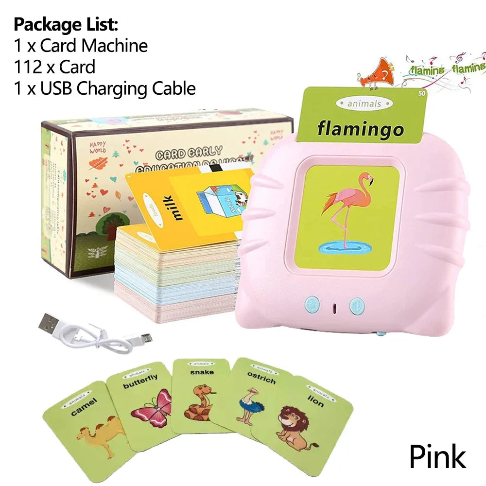 Talking Flash Cards for Kids (Ages 2–6) – Interactive Learning Toy with 224 Words | Screen-Free Educational Gift (Different colors & languages)