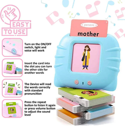 Talking Flash Cards for Kids (Ages 2–6) – Interactive Learning Toy with 224 Words | Screen-Free Educational Gift (Different colors & languages)