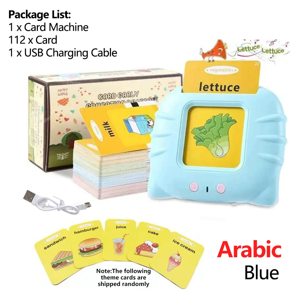 Talking Flash Cards for Kids (Ages 2–6) – Interactive Learning Toy with 224 Words | Screen-Free Educational Gift (Different colors & languages)