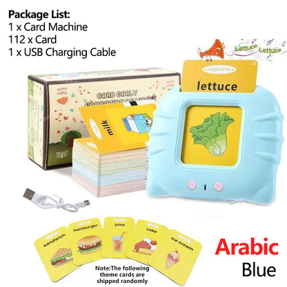 Talking Flash Cards for Kids (Ages 2–6) – Interactive Learning Toy with 224 Words | Screen-Free Educational Gift (Different colors & languages)