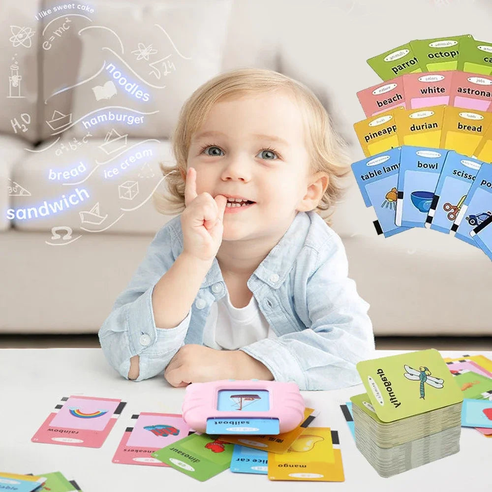 Talking Flash Cards for Kids (Ages 2–6) – Interactive Learning Toy with 224 Words | Screen-Free Educational Gift (Different colors & languages)