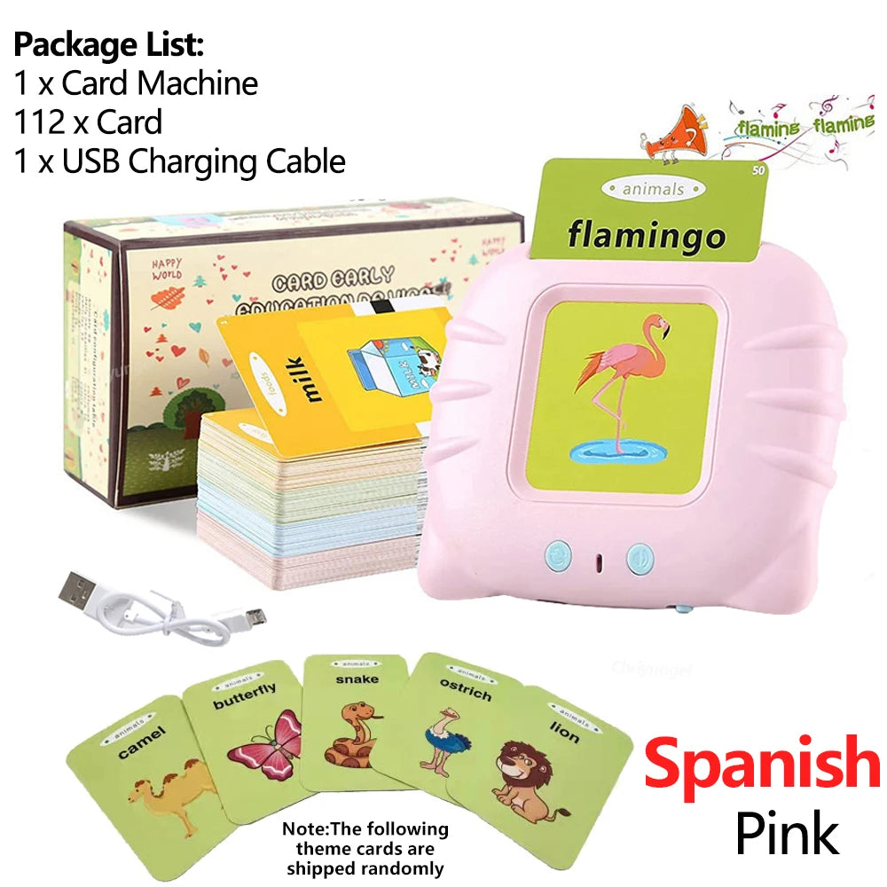 Talking Flash Cards for Kids (Ages 2–6) – Interactive Learning Toy with 224 Words | Screen-Free Educational Gift (Different colors & languages)