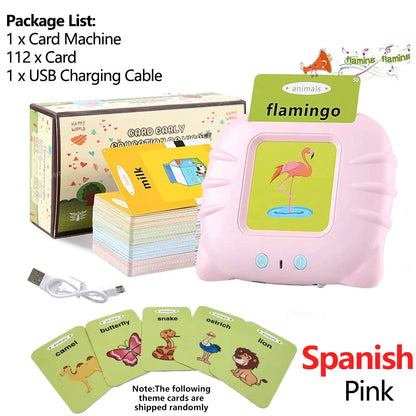 Talking Flash Cards for Kids (Ages 2–6) – Interactive Learning Toy with 224 Words | Screen-Free Educational Gift (Different colors & languages)