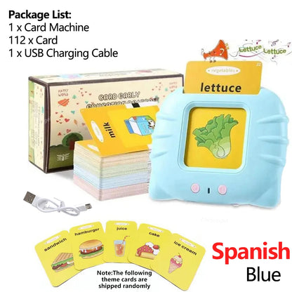 Talking Flash Cards for Kids (Ages 2–6) – Interactive Learning Toy with 224 Words | Screen-Free Educational Gift (Different colors & languages)