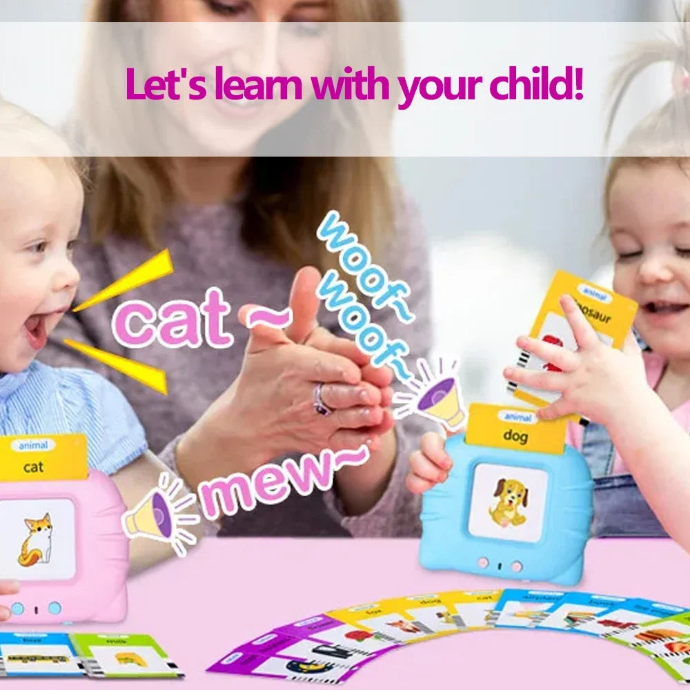 Talking Flash Cards for Kids (Ages 2–6) – Interactive Learning Toy with 224 Words | Screen-Free Educational Gift (Different colors & languages)