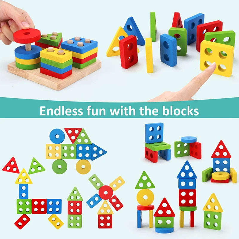 6-Piece Montessori Wooden Toy Set for Kids — Educational Learning Toys for Toddlers & Preschoolers