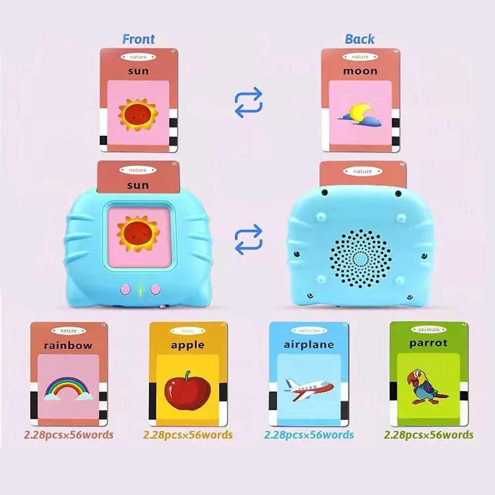 Talking Flash Cards for Kids (Ages 2–6) – Interactive Learning Toy with 224 Words | Screen-Free Educational Gift (Different colors & languages)