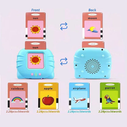 Talking Flash Cards for Kids (Ages 2–6) – Interactive Learning Toy with 224 Words | Screen-Free Educational Gift (Different colors & languages)