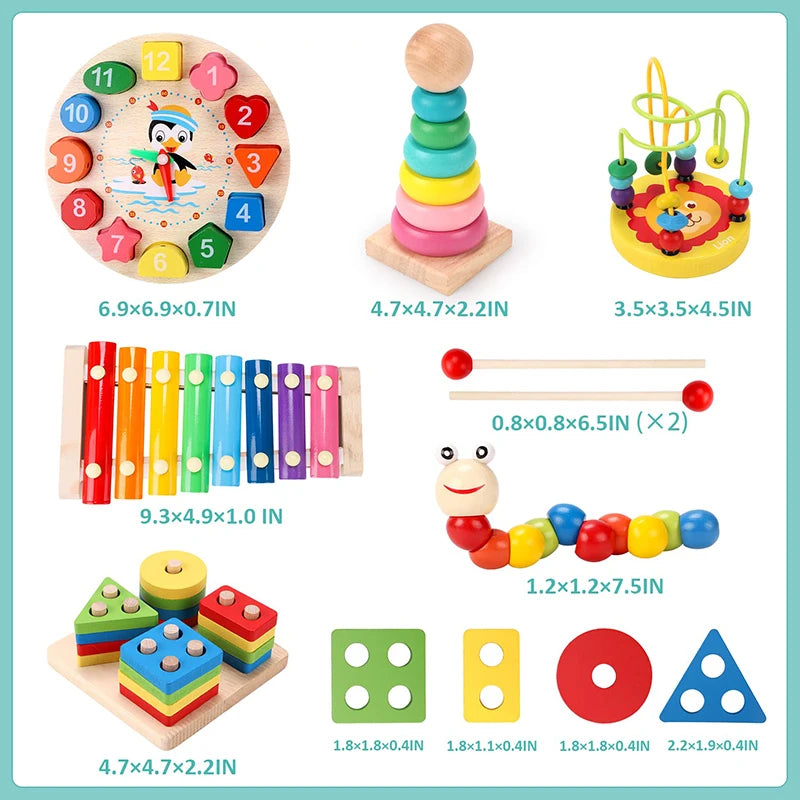 6-Piece Montessori Wooden Toy Set for Kids — Educational Learning Toys for Toddlers & Preschoolers