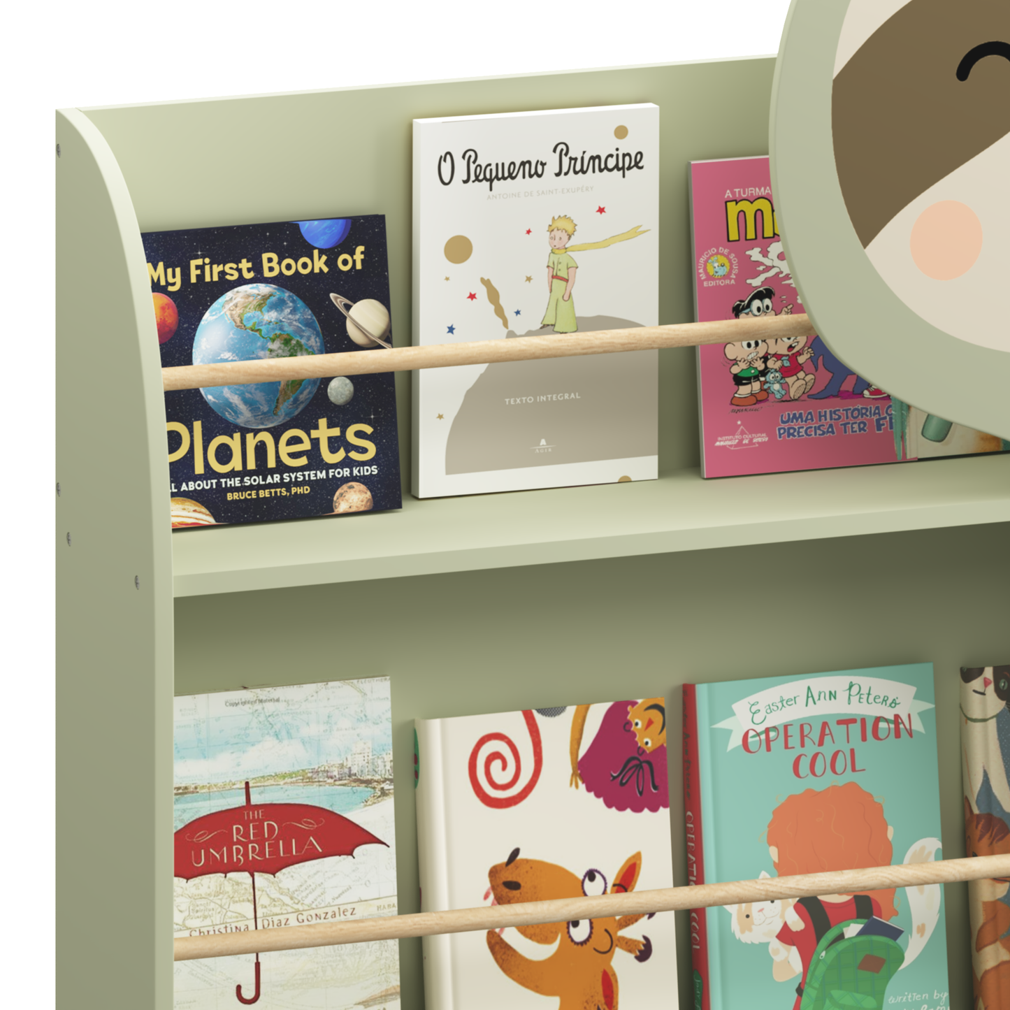 Sloth Bookshelf for Kids — 3-Tier Front-Facing Book Display